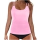 thumbnail image 2 of Trajes de baño Amzcrzy Tankini para mujer, trajes de baño, moda para mujer, bikini sólido sin mangas, traje de baño push-up, traje de baño acolchado, conjuntos de blusa de traje de baño rosa, S, 2 of 6