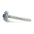 thumbnail image 3 of 925 Sterling Silver Amethyst Blue Topaz Stackable Ring Flower Leaf Gemstone Birthstone February December Multiple, 3 of 7