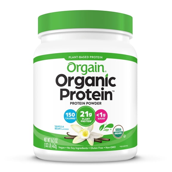 Orgain Organic Vegan 21g Protein Powder, Plant Based Shake Drink, Vanilla Bean 1.02lb