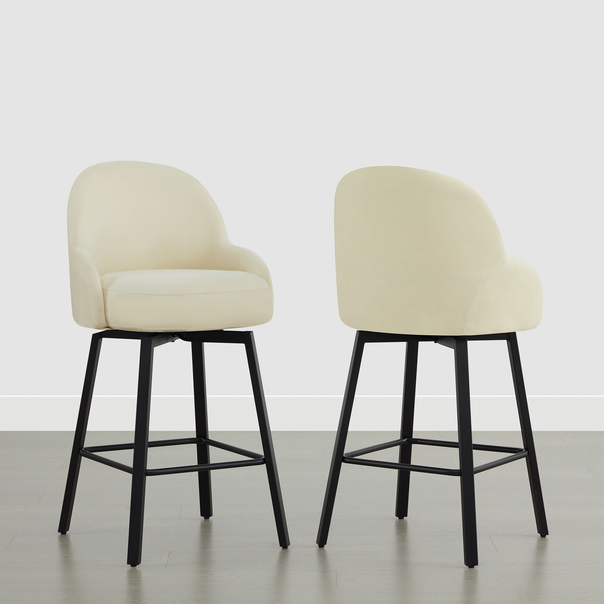 Spruce & Spring Counter Height Swivel Bar Stool with Upholstered Seat and Footrest Set of 2, Beige