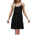 thumbnail image 2 of Gibobby Vestido Causal para Mujer de Verano Vestido de verano de color sólido doblado para pastel Vestido sin mangas con tirantes para mujer(Negro,M), 2 of 5