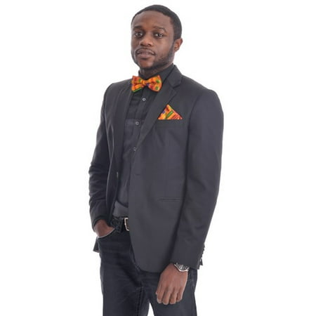 Triangle Tie - Kente African Print Bow Tie with Pocket Triangle