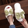 thumbnail image 4 of JUSLIO Womens House Slippers Slip On Fuzzy Plush Flat Sole Non Slip Indoor House Slippers Open Toe Slides Slippers Green, 4 of 8