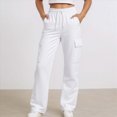 thumbnail image 6 of TOWED22 Girls' Sweatpants Straight Leg Drawstring Kids Joggers Open Bottom Baggy Teen Pants with Pockets(White,12-13 Y), 6 of 6