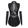 thumbnail image 4 of iiniim Women Sparkle Latin Jazz Dance Outfit Sleeveless Gymnastics Leotard with Gloves Sequins Dance Clothes Black S, 4 of 7