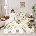 thumbnail image 3 of Erosebridal Vintage Bug Bee Full Size Comforter Sets,Kawaii Sunflower Floral Bedding Comforter Set,Cream Black,Light Gray Reversible,3 Pieces,1 Comforter and 2 Pillowcases, 3 of 7