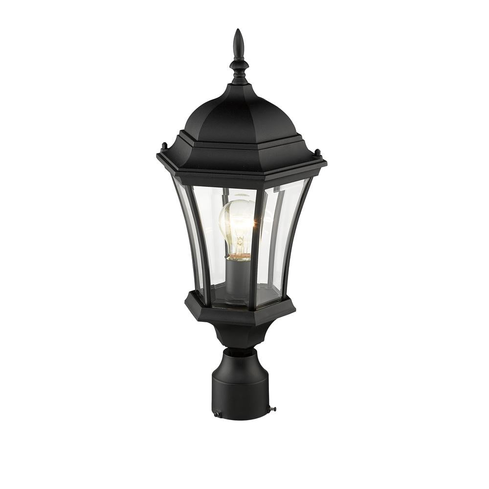 522PHM-BK-Z-Lite-Wakefield - 1 Light Outdoor Post Mount Lantern in Fusion Style - 9.5 Inches Wide by 22 Inches High