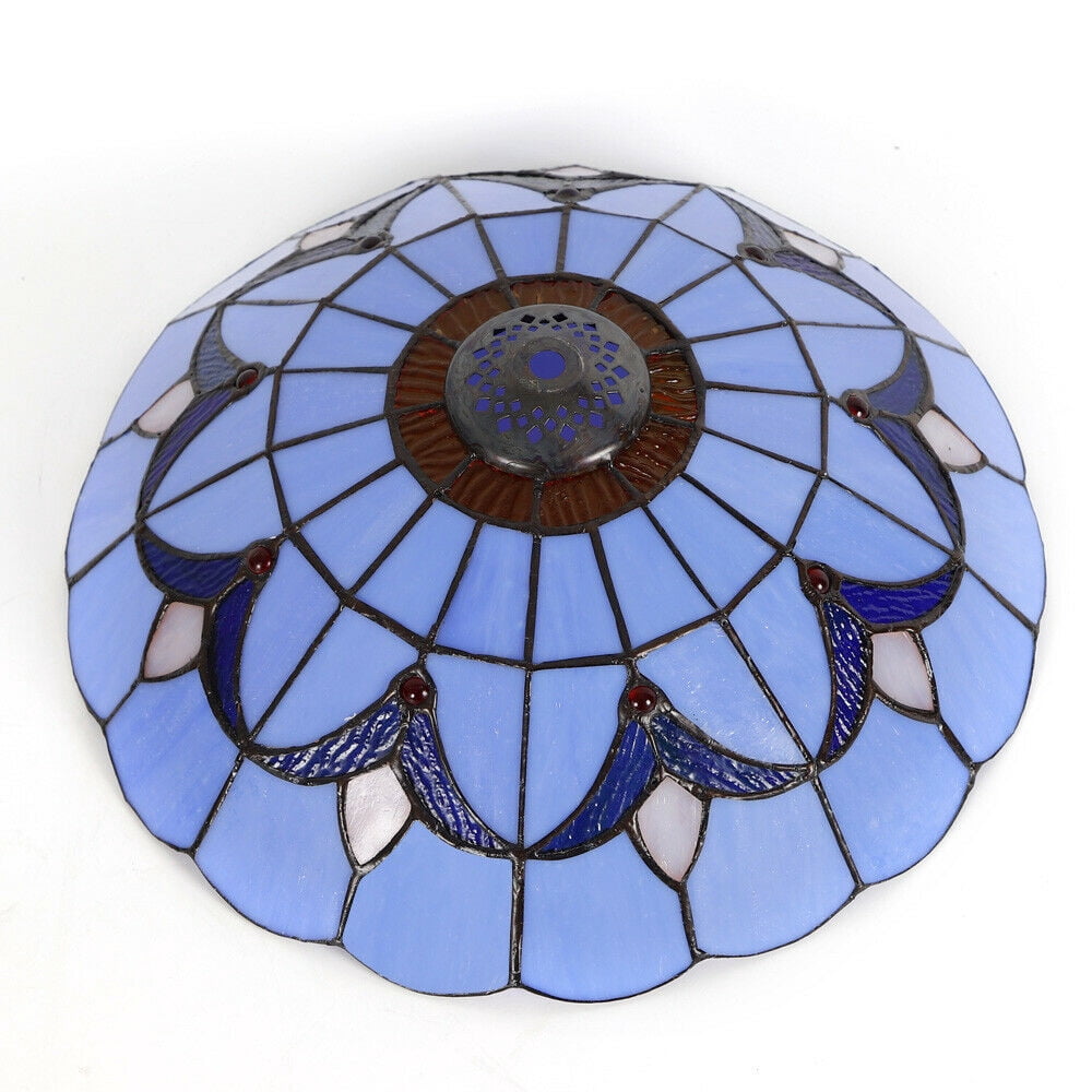 12"Tiffany Style Stained Glass Flush Mount Vintage Ceiling Light Lamp Fixture