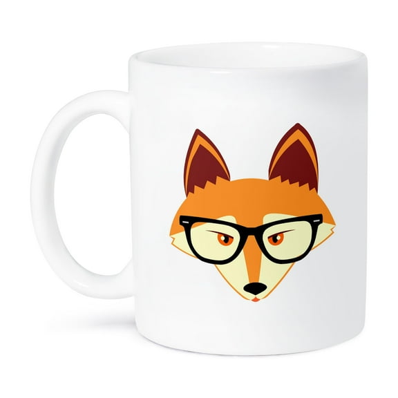 3dRose, Cute Hipster Red Fox with Glasses, 15oz Mug