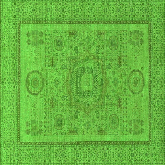Ahgly Company Indoor Square Abstract Green Modern Area Rugs, 8' Square
