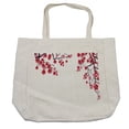 thumbnail image 1 of Floral Shopping Bag, Illustration of Flowering Branch Sakura Traditional Floral Art Print, Eco-Friendly Reusable Bag for Groceries Beach and More, 15.5" X 14.5", Cream, by Ambesonne, 1 of 2