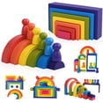thumbnail image 2 of Juego de apilamiento de arco iris de madera BOZE SUPOD Juguete Bloques de construcción, 2 of 2