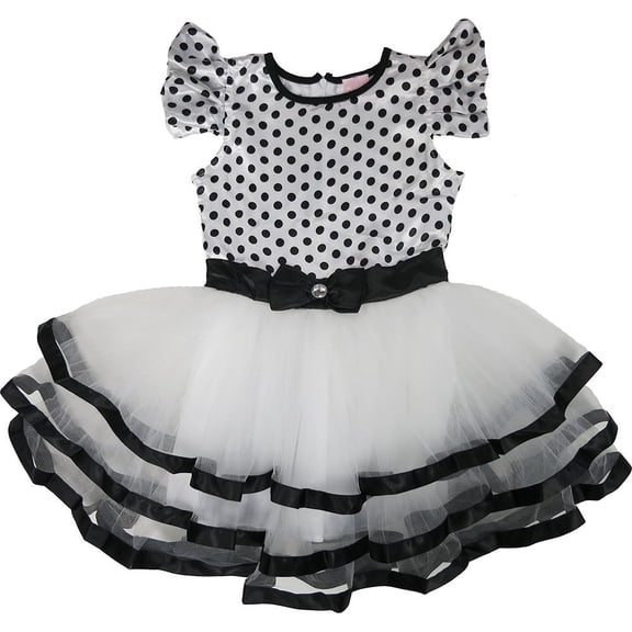 Wenchoice Girl'S Black & White Polka Dot Ruffle Dress M(3T-4T)