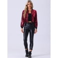 thumbnail image 3 of DARING DIVA Women's Sparkle Sequin Zipper Bomber Jacket M Wine Red, 3 of 6