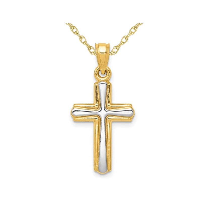 Two Tone Gold Jesus Crucifix Cross Pendant Necklace