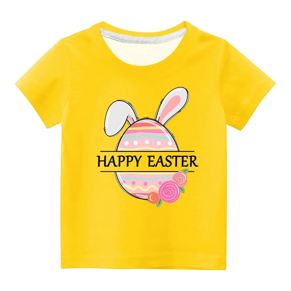 KyCheLot Easter Boys Girls T-Shirt Printed Short Sleeves Casual Shirt for Toddler and Kids 3-14 Years