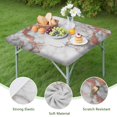 thumbnail image 4 of White Gray Rose Gold Marble Pattern Square Fitted Tablecloth with Elastic Edge,Square Table Cover,Washable Elastic Table Cover for Home Kitchen Party Decor 34"x34", 4 of 6