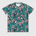 thumbnail image 3 of T Shirt For Men Birds Flower Print Pink And Blue Rose Male Popular Premium Pattern Tee Shirt Short S, 3 of 7