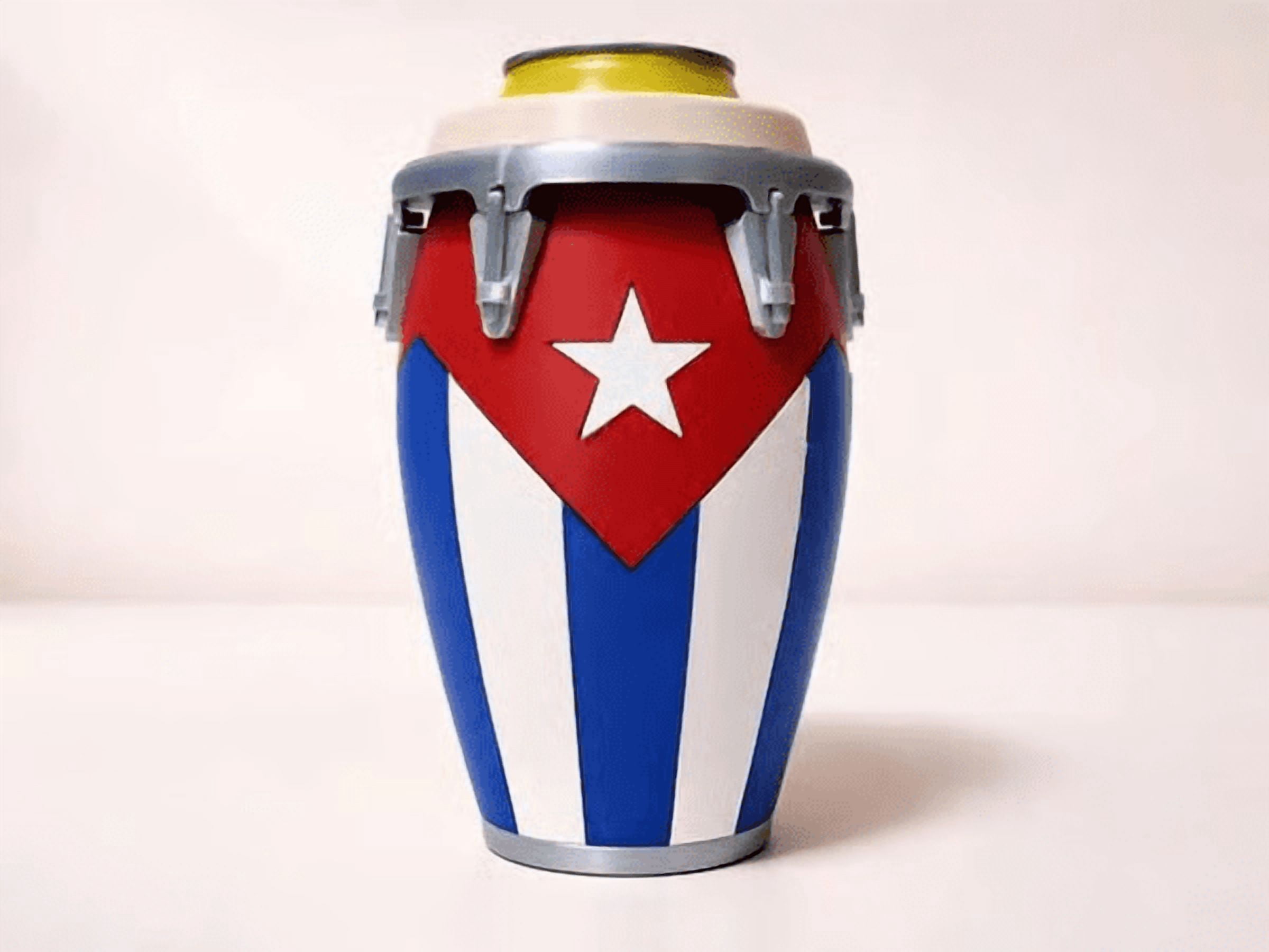 Caribbean Themed Conga-Style Can Holder, Puerto Rican & Cuban Flag Insulated Can Sleeve, Sturdy 12oz Beverage Holder Ideal Holiday Gift E