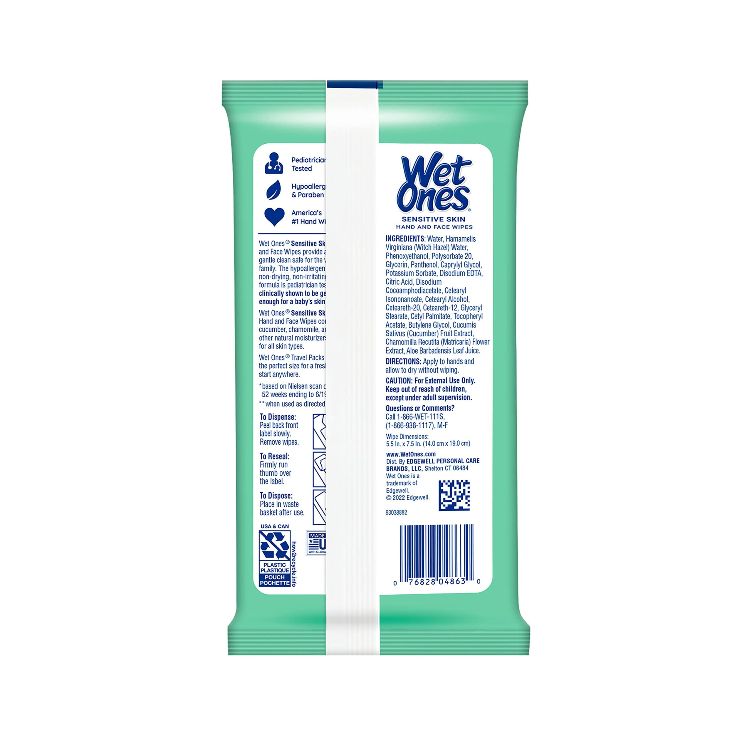 (10 Pk) Wet Ones Sensitive Skin Hand Wipes Travel Pack, 20 Ct