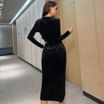 thumbnail image 4 of Women Side Asymmetrical Party Dress Ruched Bodycon Elegant Bodycon Dress Long Sleeve Wrap Cocktail Party Dress, 4 of 8