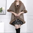 thumbnail image 2 of XPMWRP Women's Faux Fur Collar Casual Shawls Long Sleeve Solid Color Cloak Cape Winter Warm Fashion Loose Elegant Clothes Yellow Free Size, 2 of 2