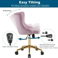 thumbnail image 5 of HYJY Mauve Purple Armless Home Office Desk Chair with Gold Base/Wheels, Small Cute Vanity/Makeup Chair with Back for Bedroom, Upholstered Adjustable Rolling Swivel Nail Chair for Women/Girls, 5 of 19