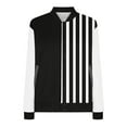 thumbnail image 3 of Light Summer Jacket Women Casual New Women's Casual Striped Basketball Jacket Loose Long Sleeve Colorblock Button down Coat Outerwear with Pockets Black XXL, 3 of 5