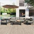 thumbnail image 3 of Harper & Bright Designs Outdoor Patio Iron Conversation Set Heavy Duty, Outdoor Seating Set with Sofa, Coffee Table and 2 Chairs for Backyard Garden Balcony, Light Gray, 3 of 14