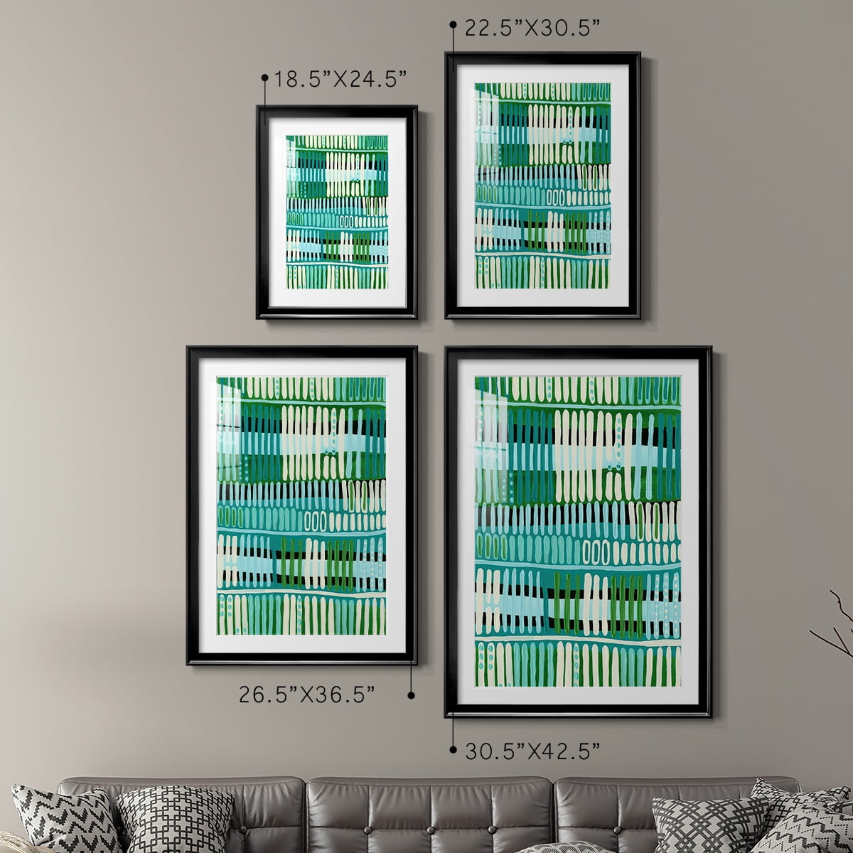 Wexford Home Teal Pattern I Premium Framed Print, 30.5" x 42.5" - Ready to Hang, Black (Set of 2)