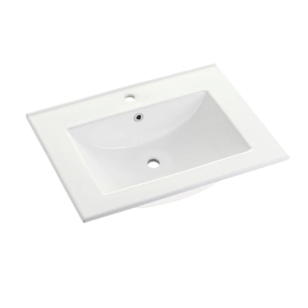 Fauceture LBT24187W1 Ultra Modern 24" X 18" Ceramic Vanity Top with Rectangular Sink (1 Hole), White