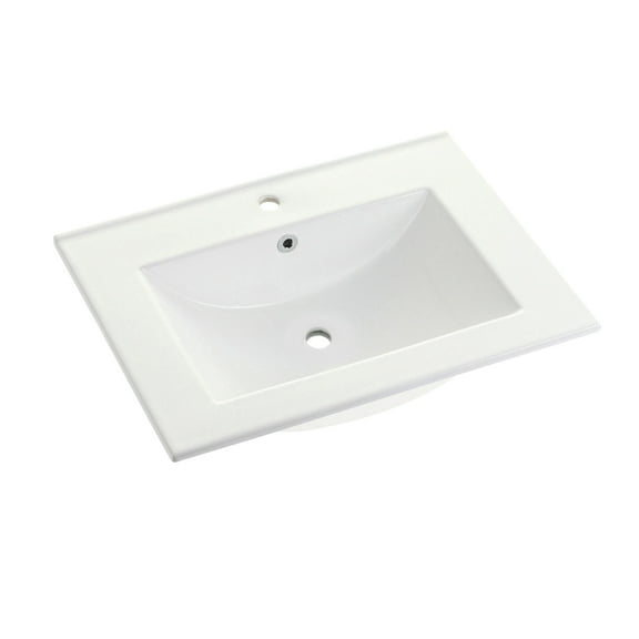 Fauceture LBT24187W1 Ultra Modern 24" X 18" Ceramic Vanity Top with Rectangular Sink (1 Hole), White