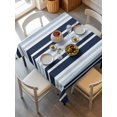 thumbnail image 6 of Navy Blue Table Cloth, Modern White Geometric Vertical Stripes Waterproof Tablecloth for Square Tables, Reusable Washable Fabric Table Cover for Restaurant Kitchen Dining Tables 54"x54", 6 of 6