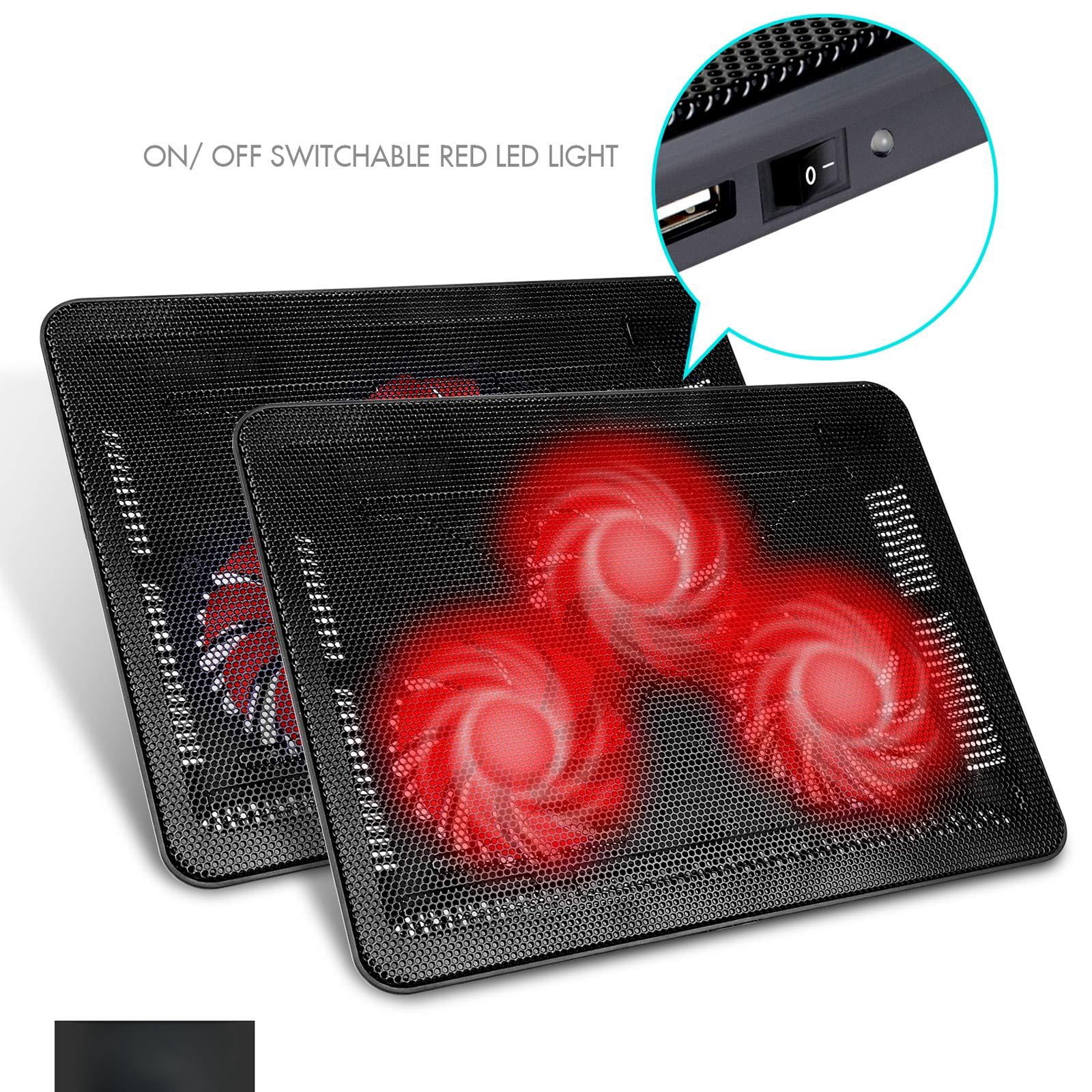 Hv-f2056 15.6-17 Inch Laptop Cooler Pad - Slim Portable Usb (3 Fans) (black+red)