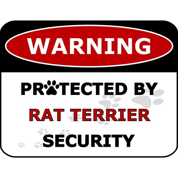 PCSCP Warning Protected by Rat Terrier Security 11.5 inch by 9 inch Laminated Dog Sign