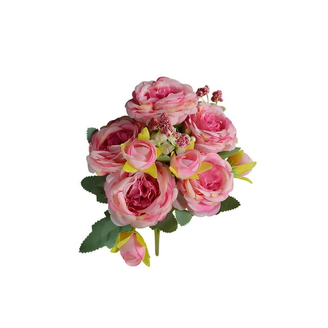 Flores Artificiales para Al Aire Libre 5 Ramas Philippos Rose Bouquet Simulado de Seda Flor Rosa Mesa Decoración Del Hogar 32cm Seda Blanca Flores Artificiales Ramo de Boda Rosas Flores Artificiales