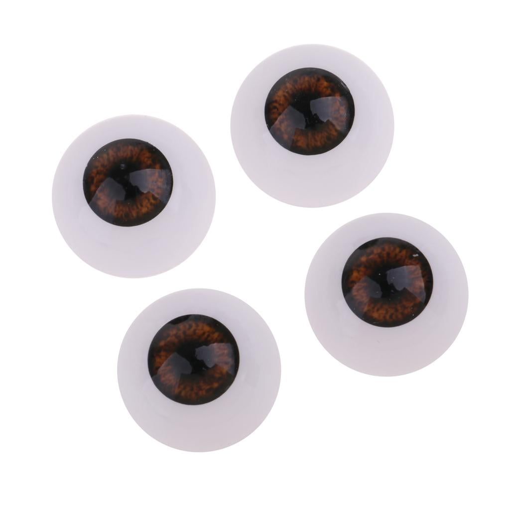 4 pieces 22mm Acrylic Round Oblate Eyeballs Eyes Crafts Realistic Halloween Props For Baby Doll BJD Doll Accessories DIY Supply Brown 