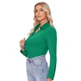 thumbnail image 3 of Camisa con botones Siliteelon para mujer de manga larga, color verde, 3 of 7