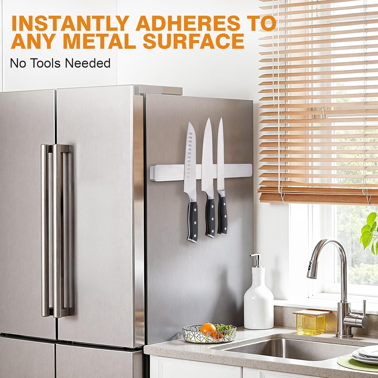 15.9 Inch Magnetic Knife Strip - Knife Holder for Wall & Refrigerator - High Stability Screw-Mount Design, Professional Kitchen Utensil Organizer