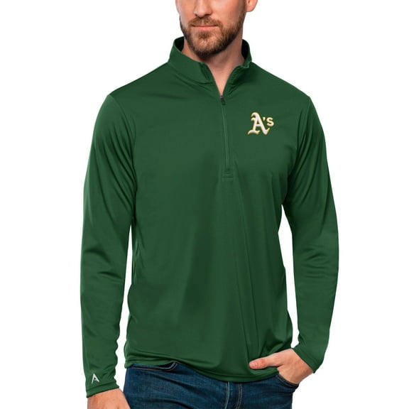 Men's Antigua Green Athletics Tribute Quarter-Zip Pullover Top