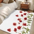 thumbnail image 4 of Red Floral Area Rugs 3x5 ft Pastoral Concubine Flowers Green Leaf Country Washable Rug Non Slip Indoor Carpet Absorbent Floor Mat for Living Room Bedroom Dining Room, 4 of 9