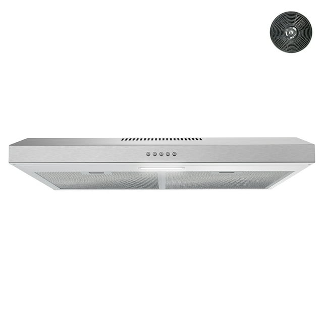 Streamline 30 in. Bergamo Ductless Undermount Range Hood in Brushed Stainless Steel with Mesh Filters, Push Button Control, LED Light