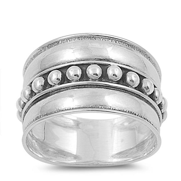 Sterling Silver Women's Wide Bali Ring 925 Band 12mm Jewelry Female Male Unisex Size 7