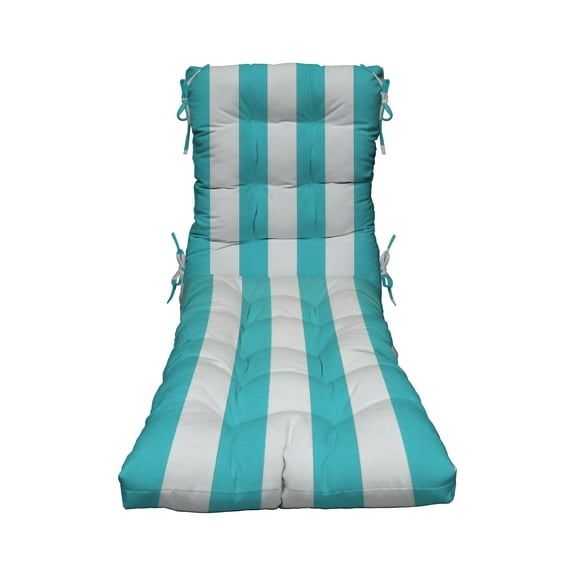 RSH Decor: Tufted Chaise Lounge Cushion | 72” x 22” | All-Weather Spun Fabric | Cancun & White Stripe