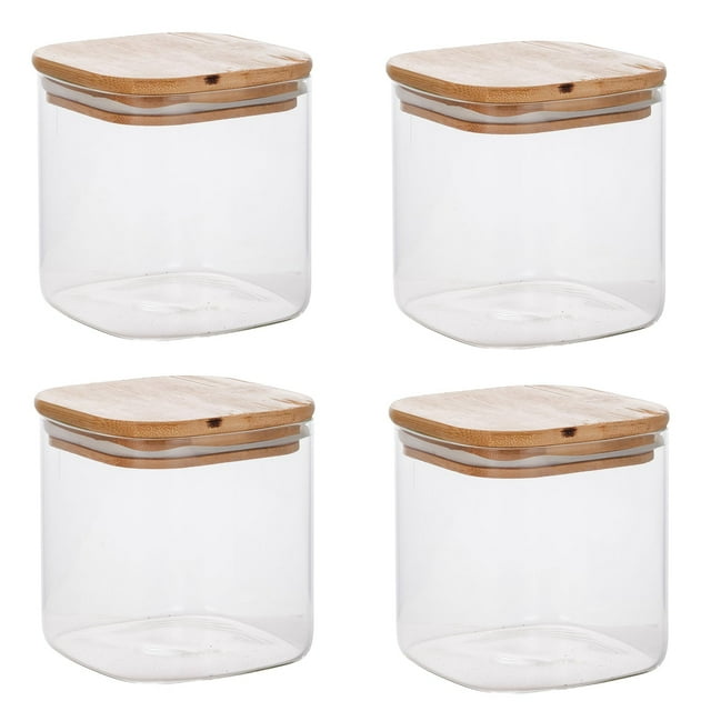 Jessar - Ensemble de 4 Contenants de Stockage en Verre Borosilicate, Capacité de 550ml
