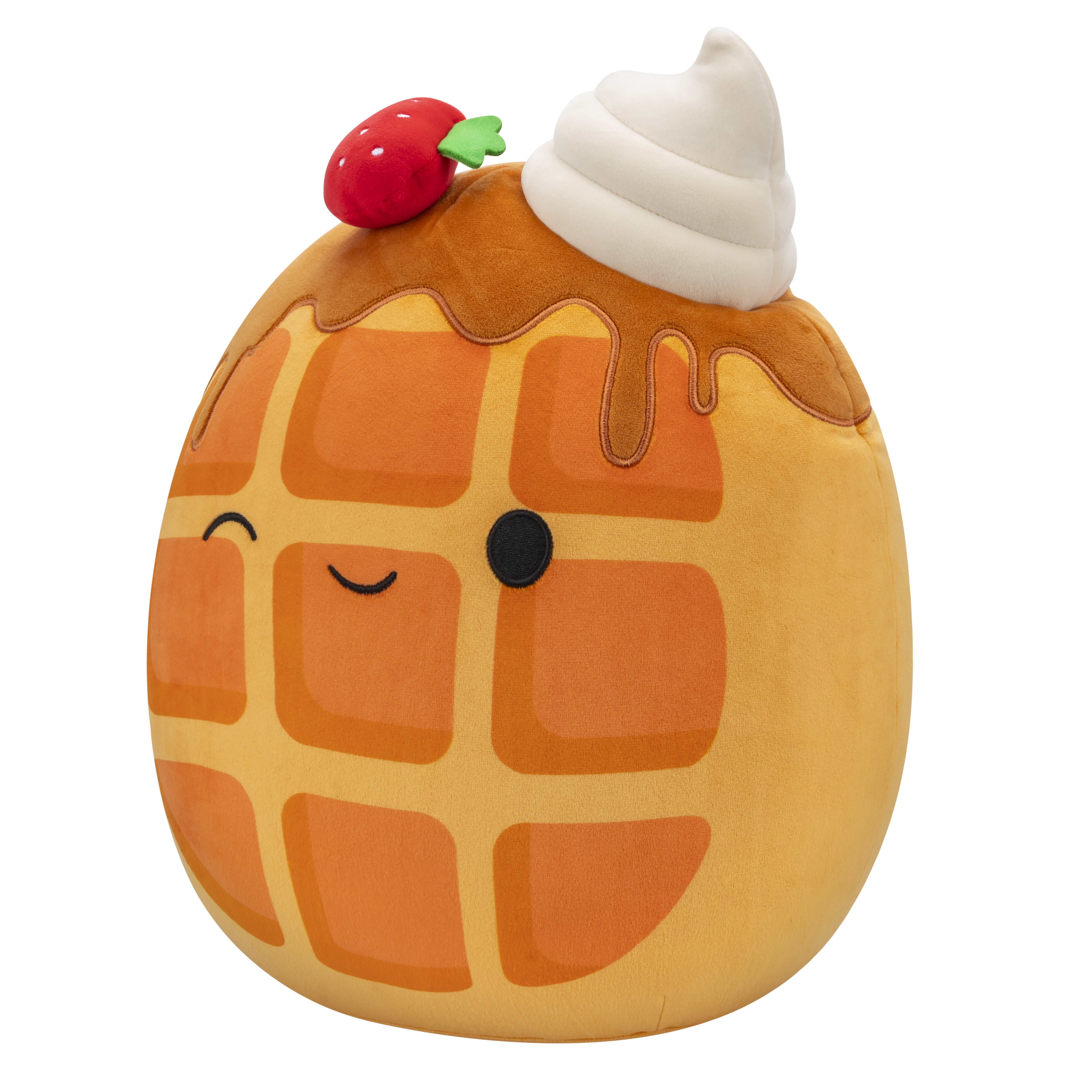 Squishmallows Official 14 inch Weaver the Waffle with Strawberry - Child's Ultra Soft Plush Toy