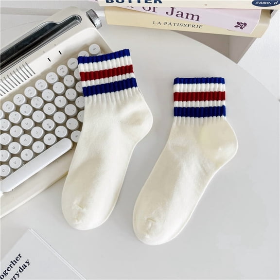 XmhyTop-A Vintage Striped Crew Socks Retro Sport Socks Cotton,Striped Athletic Socks,1Pcs,Blue Red