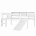 thumbnail image 5 of Bellemave Low Loft Bed Twin with Slide, Loft Bed with Bookcase and LED Lights, Wood Twin Size Loft Beds Frame with Storage Shelves, No Box Spring Needed (White), 5 of 8