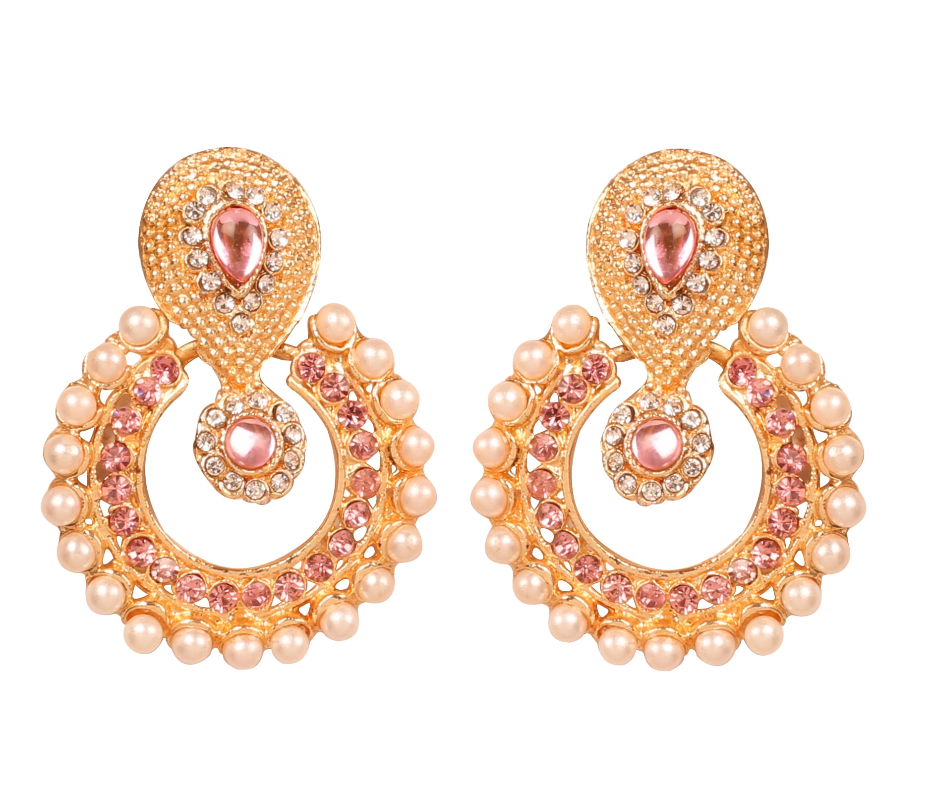 Touchstone Indian Bollywood Bridal Designer Jewelry Chandelier Earrings Chandbali for Women in Gold Tone 