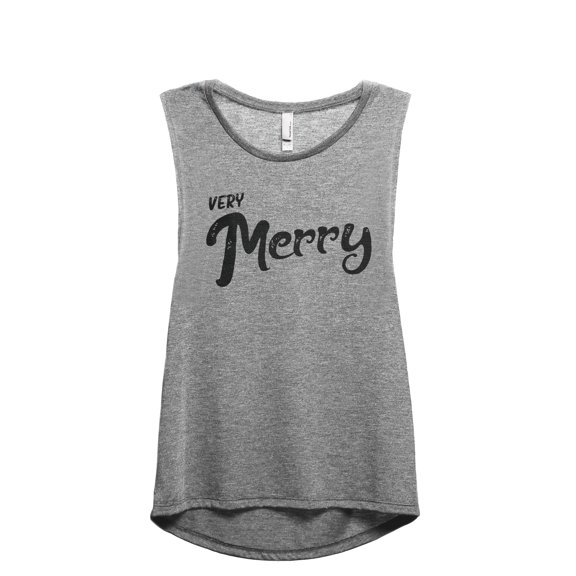Very Merry Women's Fashion Sleeveless Muscle Workout Yoga Tank Top Heather Grey Grey Large